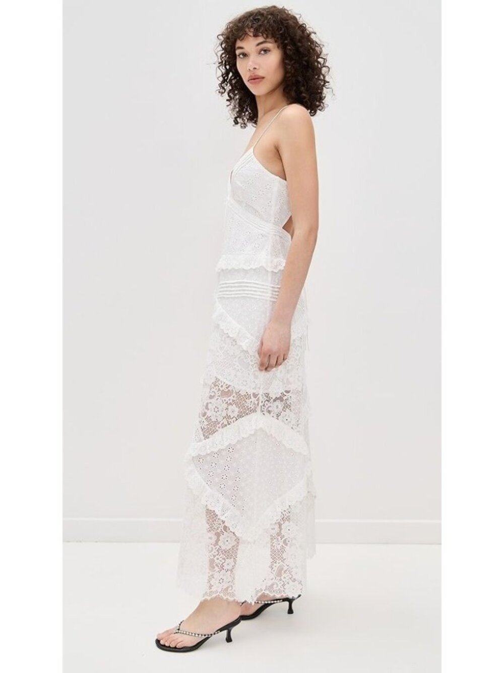 For Love & Lemons Rosalyn Maxi Dress in White Small New Womens Lace Gown - Picture 14 of 16